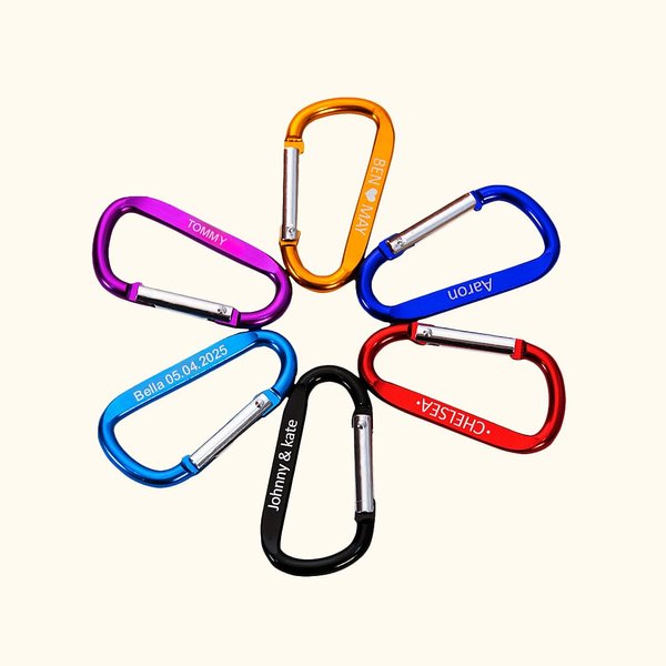 Personalisierter Mehrfarbiger Kletterkarabiner Schlüsselanhänger mit Text Gravur Geschenk für Sportliebhaber