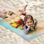 Personalisierte Cartoon Princess Coquette Bogen bunte schnell trocknend überdimensioniert Mikrofaser Strandtuch mit Namen Sommer Strand Geburtstag Geschenk für kleine Mädchen