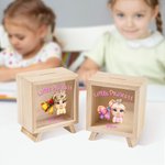 Personalisierte Cartoon kleine Prinzessin kokett Bogen klar hölzerne Spardose Sparschwein mit Namen Schreibtisch Dekor Geburtstag Kindertag Geschenk für Mädchen