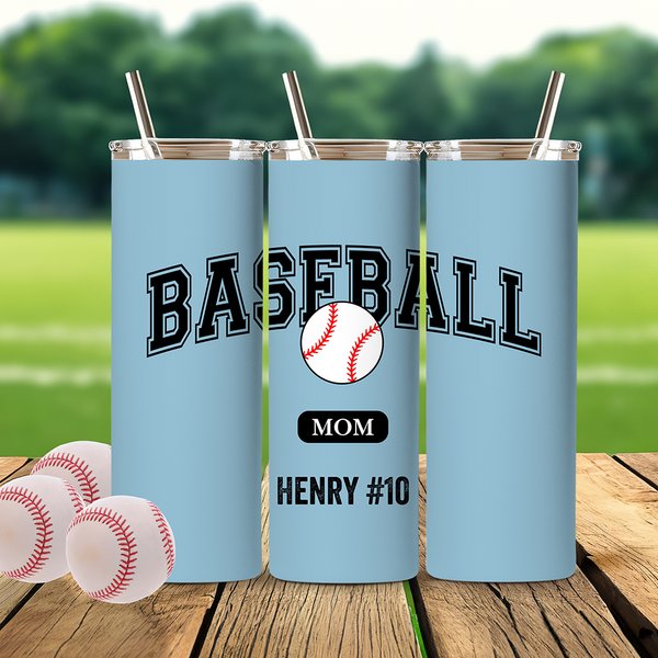 Personalized Swim Soccer Baseball Sports 20 oz Insulated Skinny Tumbler with Title and Text Gym Workout Accessories Birthday Gift for Sports Lover