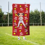 Personalisierte Ballsport Cartoon Charakter überdimensioniert schnell trocknend Mikrofaser Strandtuch mit Namen und Nummer Reise wesentliche Team Geschenk für Sportliebhaber