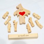 Gepersonaliseerde Schattige Liefde Hugs Beer Familie Houten Puzzel met Basis en 2-9 Namen Bureau Decoratie Verjaardag Jubileum Cadeau voor Familie