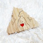 Puzzle in legno personalizzato tema famiglia di lupi con cuore rosso e 2-4 nomi decor da scrivania regalo di compleanno e anniversario per famiglia