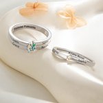 Bague Personnalisée avec 1 à 8 Pierres de Naissance et Nom Gravé Bijoux Délicats Cadeau Anniversaire Fête des Mères pour Maman Grand-Mère