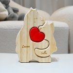 Puzzle d'Ours en Bois Personnalisé avec 2-4 Noms Décoration à l'Intérieur Cadeau Aniversaire Fête des Mères pour Maman Famile