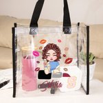 Borsa tote personalizzata con ragazza ragazza e design del rossetto con nome essenziale per viaggio regalo di compleanno per donne