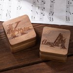 Personalized Note Initial Wooden Magnetic Guitar Pick Storage Box with Engraved Name Father's Day Birthday Gift for Musician Guitar Player