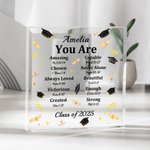 Personalized You Are Bible Chapter Graduation Cap Acrylic Plaque with Name and Year Home Decor Graduation Gift for Class of 2025 Graduates Christians