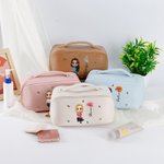 Personalisierte 3D Geburt Blume Cartoon Mädchen Leder Wide Open Makeup Tasche mit Namen Reisezubehör Muttertag Geburtstag Geschenk für Frauen