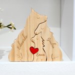 Puzzle in legno personalizzato tema famiglia di lupi con cuore rosso e 2-4 nomi decor da scrivania regalo di compleanno e anniversario per famiglia