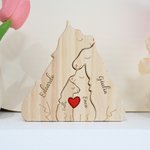 Puzzle in legno personalizzato tema famiglia di lupi con cuore rosso e 2-4 nomi decor da scrivania regalo di compleanno e anniversario per famiglia