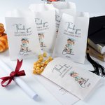 Set de 20 bolsas de papel de calidad alimentaria personalizadas con el osito de peluche de la gorra de graduación Regalo de graduación para los graduados de la promoción 2025
