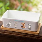 Gepersonaliseerde Schattige 1-6 3D Cartoon Dieren Keramische Plantenbak met Afvoergat en Bamboe Basis Verjaardagscadeau voor Huisdierliefhebber