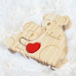 Puzzle in legno personalizzato tema famiglia di koala con cuore rosso e 2-5 nomi decor da scrivania regalo di compleanno e anniversario per famiglia
