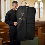 Personalised Cross Faith Design Oxford Waterproof Hanging Garment Bag with Handle and Name Birthday Christmas Gift for Pastor Clergy Christian