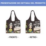 Borsa tote grande riutilizzabile personalizzata con personaggio in stile cartone animato regalo di festa della mamma per amanti di lavoro a maglia