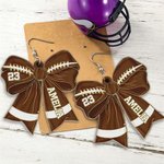 Henkilökohtainen Creative Creative Jalkapallo Baseball Softball Sport Bow Bow Akryyli korvakorut nimi ja numero Game Day Syntymäpäivälahja Ball Sports ystäville