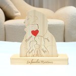Rompecabezas de madera personalizado con familia de leones y 2-7 nombres decoración de escritorio regalo del Día de la Madre para familia