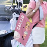 Personalisierte Cartoon Golf Charakter Name Waffel Golf Handtuch mit hängenden Clip Sport Zubehör Geburtstag Geschenk für Familie Freunde