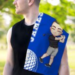 Personalisierte Cartoon Golf Charakter Name Waffel Golf Handtuch mit hängenden Clip Sport Zubehör Geburtstag Geschenk für Familie Freunde