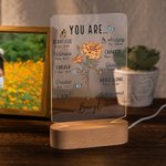 Personalized You Are Bible Verse Birth Flower LED Night Light with Name and Wooden Base Home Decor Birthday Gift for Women Christians