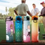 Bouteille d'Eau de Sport Personnalisée avec Nom et Personnage Dessin Animé Style de Golf Cadeau d'Anniversaire pour Passionnés de Golf