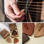 Personalized Note Initial Wooden Magnetic Guitar Pick Storage Box with Engraved Name Father's Day Birthday Gift for Musician Guitar Player