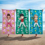 Personalisierte Ballsport Cartoon Charakter überdimensioniert schnell trocknend Mikrofaser Strandtuch mit Namen und Nummer Reise wesentliche Team Geschenk für Sportliebhaber