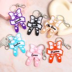 Personalisierte Multicolor Bogen Ballettschuh Tasche Tag Schlüsselanhänger mit Namen Wettbewerb Festival Geburtstag Geschenk für Ballerina