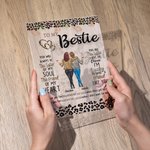 Personalised 2-6 Leopard Cartoon Besties Back View Transparent Acrylic Plaque with Base and Names Desk Decor Friendship Birthday Gift for Friends