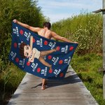 Personalisierte Ballsport Cartoon Charakter überdimensioniert schnell trocknend Mikrofaser Strandtuch mit Namen und Nummer Reise wesentliche Team Geschenk für Sportliebhaber