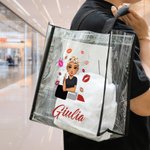 Borsa tote personalizzata con ragazza ragazza e design del rossetto con nome essenziale per viaggio regalo di compleanno per donne