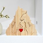 Puzzle in legno personalizzato tema famiglia di lupi con cuore rosso e 2-4 nomi decor da scrivania regalo di compleanno e anniversario per famiglia