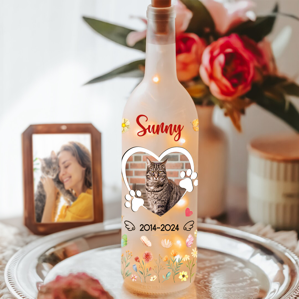 Your Love Still Shines Bright - Memorial Personalized Custom Blue Bottle Lamp - Sympathy Gift For Pet Owners, Pet Lovers