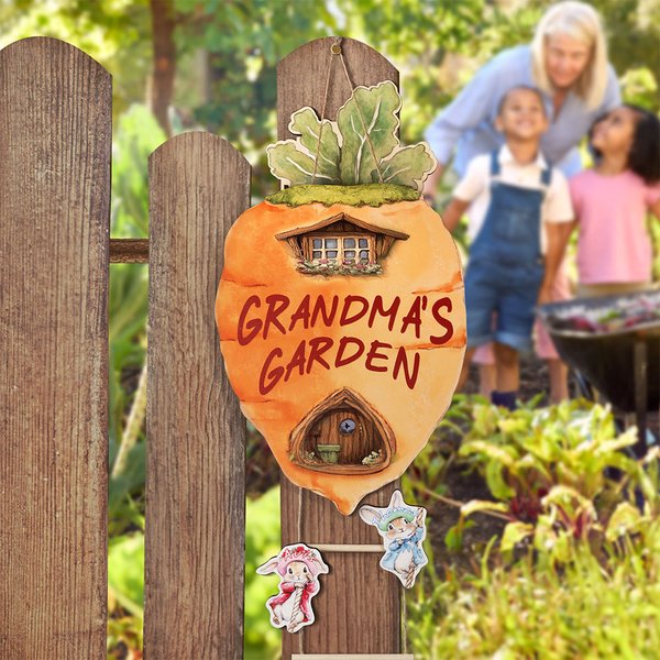 Henkilökohtainen puinen 2-8 Peter Kanit Porkkana House Garden merkki nimet Garden Decor Housewarming syntymäpäivälahja isoisä isoäiti