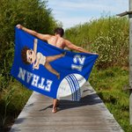 Personalized Softball Baseball Cartoon Character Quick Dry Soft Oversized Beach Towel with Name and Number Beach Party Travel Gift for Sports Lover