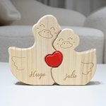 Casse-Tête en Bois Personnalisé avec 2-5 Noms Style de Canard avec Cœur Rouge Décoration de Maison Cadeau d'Anniversaire pour Famille