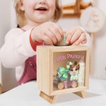 Personalisierte Cartoon kleine Prinzessin kokett Bogen klar hölzerne Spardose Sparschwein mit Namen Schreibtisch Dekor Geburtstag Kindertag Geschenk für Mädchen