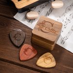 Personalized Note Initial Wooden Magnetic Guitar Pick Storage Box with Engraved Name Father's Day Birthday Gift for Musician Guitar Player