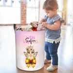 Personalized Coquette Bow Little Princess Toy Storage Laundry Basket with Name Waterproof Nursery Decoration Children's Day Housewarming Gift for Kids