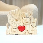 Rompecabezas de madera personalizado con familia de leones de 2-5 nombres decoración del hogar regalo de aniversario para la familia
