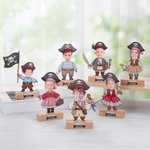 Personalisierte Cartoon Piratengesicht Foto Transparent Acryl Plaque mit Namen und hölzerne Basis Party Schreibtisch Dekor Kindertag Geburtstagsgeschenk für Jungen Mädchen