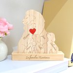 Rompecabezas de madera personalizado con familia de leones y 2-7 nombres decoración de escritorio regalo del Día de la Madre para familia