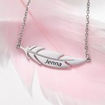 Collier de plumes d'ange personnalisé avec nom Bijoux commémoratifs Sympathie Cadeau sentimental pour les femmes Perte d'un être cher