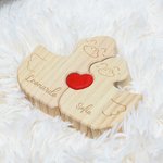 Puzzle in legno personalizzato tema famiglia di anatre con cuore rosso e 2-5 nomi decor da scrivania regalo di compleanno e anniversario per famiglia