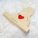 Puzzle in legno personalizzato tema leone che si abbracciano con cuore rosso e 2-7 nomi decor da scrivania festa della mamma regalo per famiglia