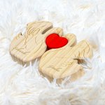 Puzzle in legno personalizzato tema famiglia di cigni con cuore rosso e 2-5 nomi decor da scrivania regalo di compleanno e anniversario per famiglia