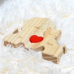 Rompecabezas de madera personalizado con familia de leones de 2-5 nombres decoración del hogar regalo de aniversario para la familia