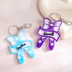 Personalisierte Multicolor Bogen Ballettschuh Tasche Tag Schlüsselanhänger mit Namen Wettbewerb Festival Geburtstag Geschenk für Ballerina