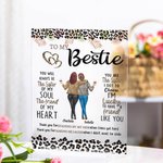 Personalised 2-6 Leopard Cartoon Besties Back View Transparent Acrylic Plaque with Base and Names Desk Decor Friendship Birthday Gift for Friends